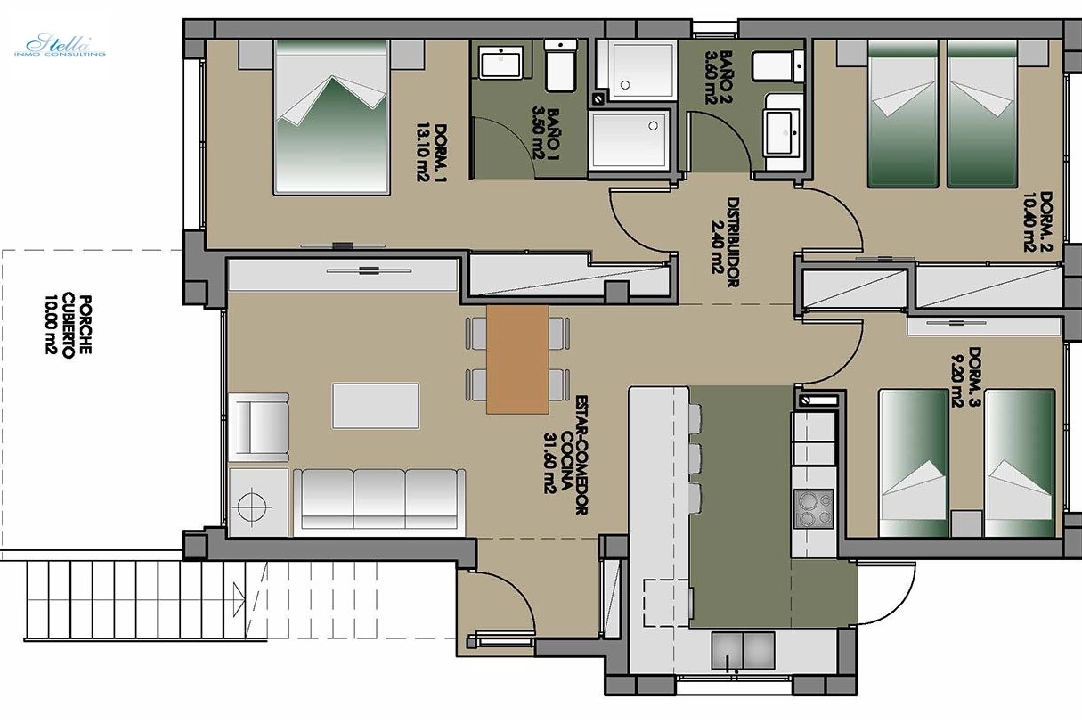 ground floor apartment in San Miguel de Salinas for sale, built area 92 m², condition first owner, 3 bedroom, 2 bathroom, swimming-pool, ref.: HA-SMN-205-A01-2