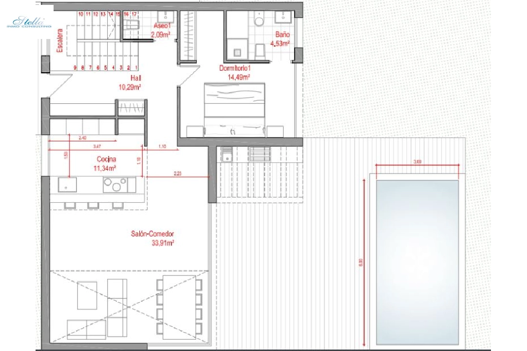 villa in Polop(Lomas del Sol) for sale, air-condition, plot area 600 m², 3 bedroom, 2 bathroom, swimming-pool, ref.: BP-3435POL-3