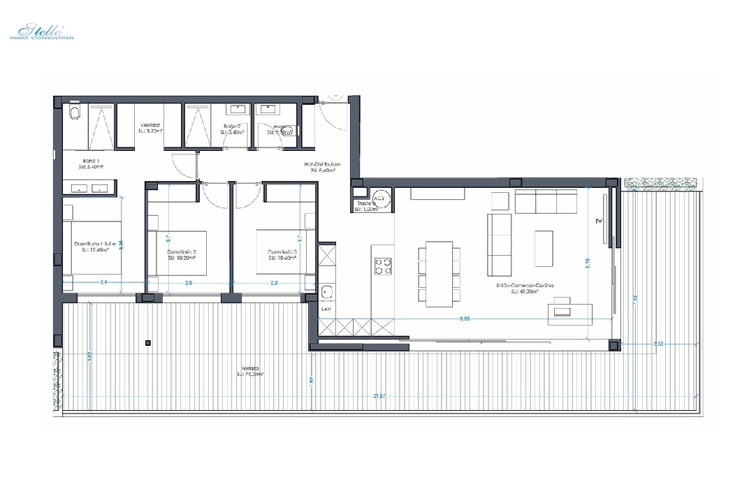 apartment on higher floor in Orihuela Costa for sale, built area 152 m², condition first owner, air-condition, 3 bedroom, 2 bathroom, swimming-pool, ref.: HA-OCN-161-A02-6