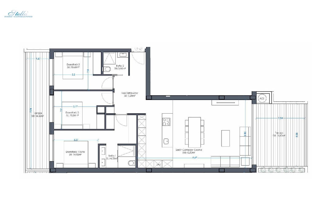 apartment on higher floor in Orihuela Costa for sale, built area 152 m², condition first owner, air-condition, 3 bedroom, 2 bathroom, swimming-pool, ref.: HA-OCN-161-A02-7