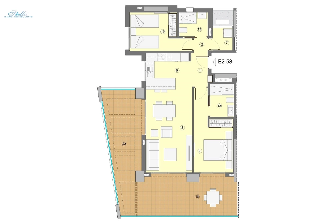 apartment on higher floor in Benidorm for sale, built area 94 m², condition first owner, air-condition, 2 bedroom, 2 bathroom, swimming-pool, ref.: HA-BEN-112-A02-12