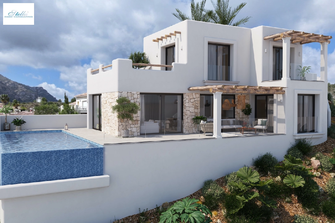 villa in Pedreguer(Monte Solana I) for sale, built area 252 m², year built 2025, air-condition, plot area 608 m², 3 bedroom, 2 bathroom, swimming-pool, ref.: UM-UV-SERPIS-14