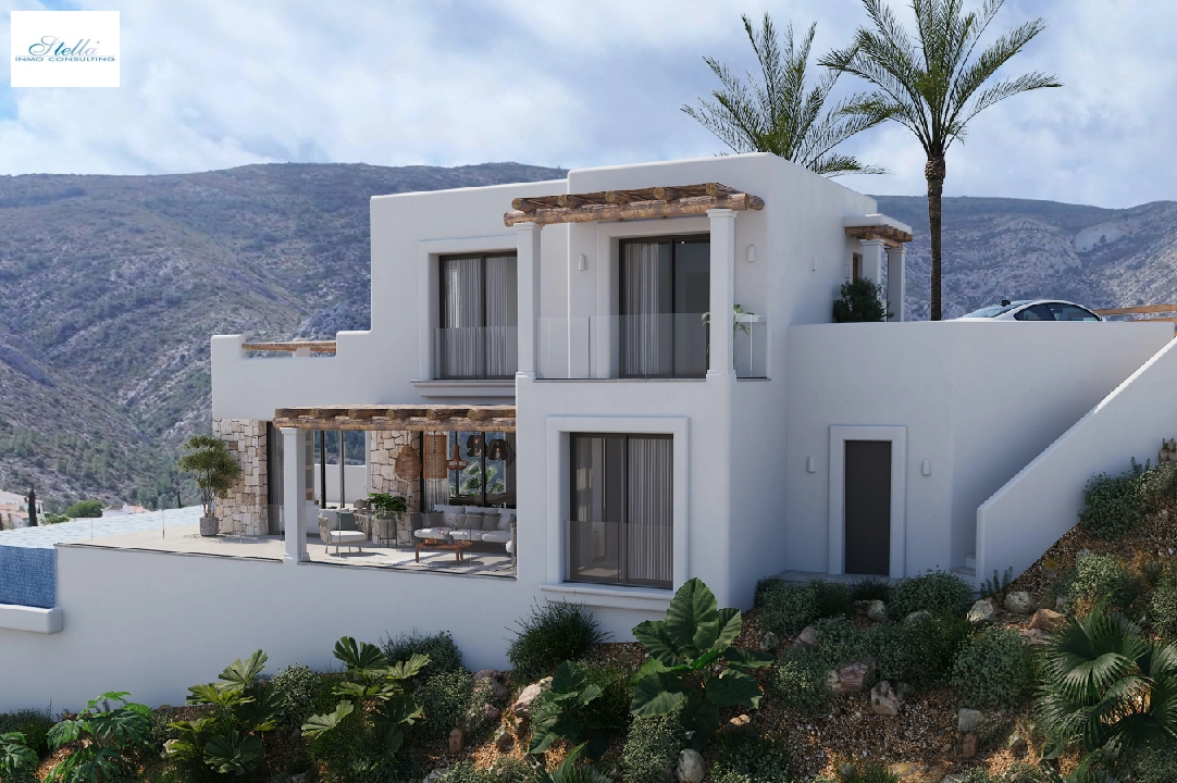 villa in Pedreguer(Monte Solana I) for sale, built area 252 m², year built 2025, air-condition, plot area 608 m², 3 bedroom, 2 bathroom, swimming-pool, ref.: UM-UV-SERPIS-15