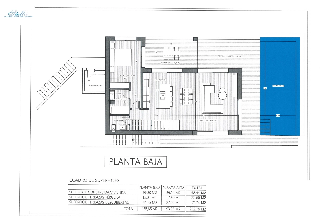 villa in Pedreguer(Monte Solana I) for sale, built area 252 m², year built 2025, air-condition, plot area 608 m², 3 bedroom, 2 bathroom, swimming-pool, ref.: UM-UV-SERPIS-26