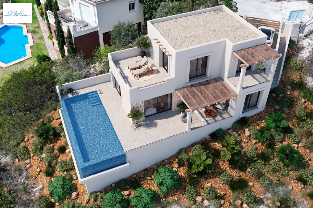 villa in Pedreguer(Monte Solana I) for sale, built area 252 m², year built 2025, air-condition, plot area 608 m², 3 bedroom, 2 bathroom, swimming-pool, ref.: UM-UV-SERPIS-4