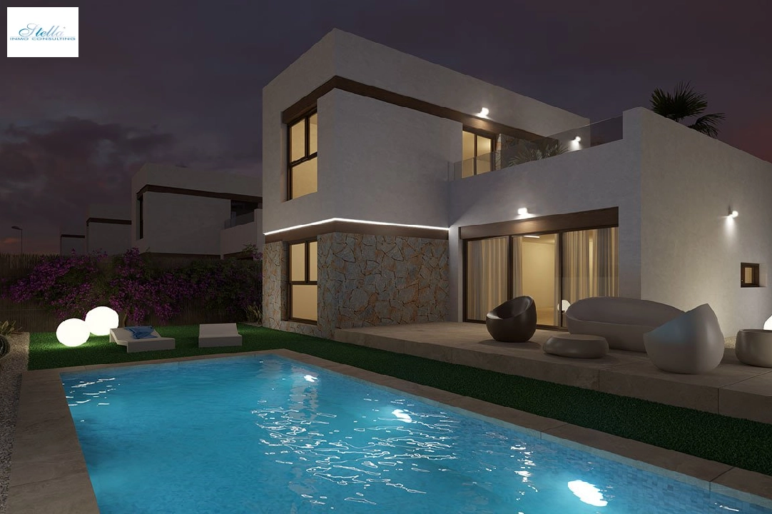 villa in Algorfa for sale, built area 198 m², condition first owner, + fussboden, air-condition, plot area 308 m², 3 bedroom, 2 bathroom, swimming-pool, ref.: HA-ARN-109-E01-12